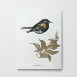 Stitchbird Metal Print | Stitchbird, Painting, Newzealand, Goldleaf, Acrylic, Nativebird, Expressionism 