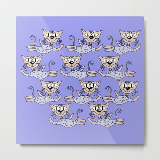 Flying cats in blue Metal Print