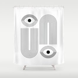 Geometric Lines in Black and White 3 Shower Curtain