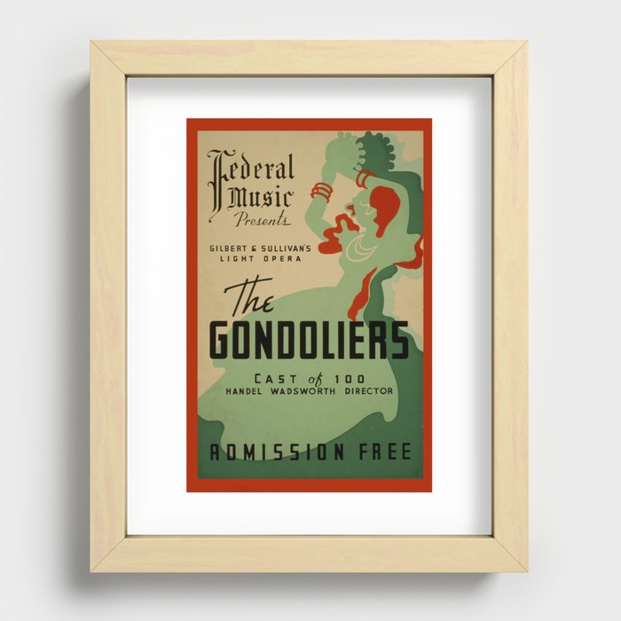 Federal Music Project The Gondoliers - Retro  Vintage Music Symphony  Recessed Framed Print