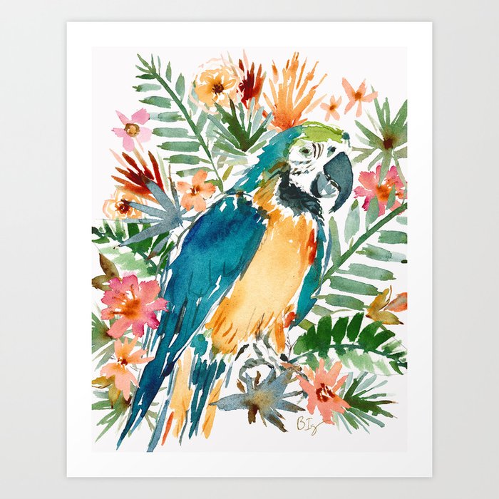 MURDOCH THE BLUE AND GOLD MACAW Art Print