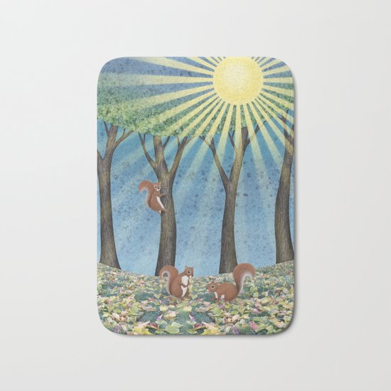 sunshine squirrels Bath Mat