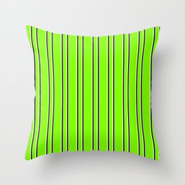 [ Thumbnail: Chartreuse, Beige, and Black Colored Lined Pattern Throw Pillow ]