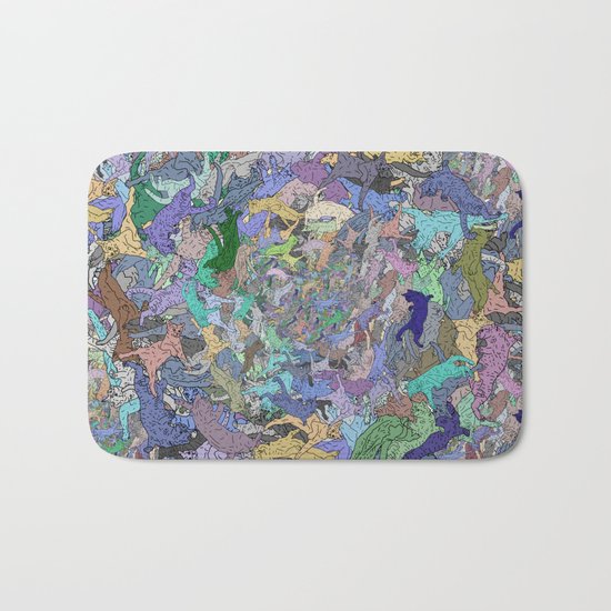 Neon Cats Blue Moon Sea Twilight Bath Mat