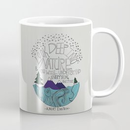 Look Deep into Nature - Ocean Mountain Illustration and Typography Coffee Mug