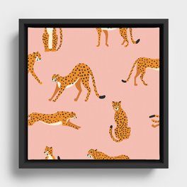 Cheetahs pattern on pink Framed Canvas