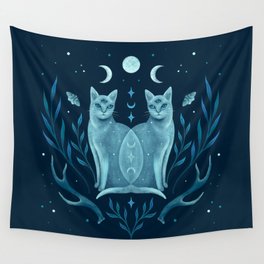 Symmetrical Two Cats Wall Tapestry