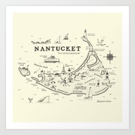 Nantucket Map Art Print