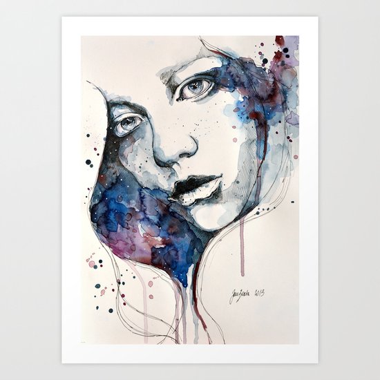 Window, watercolor & ink painting Art Print