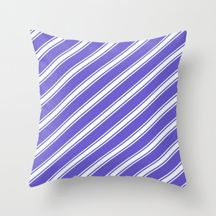 Slate Blue & Mint Cream Colored Pattern of Stripes Throw Pillow