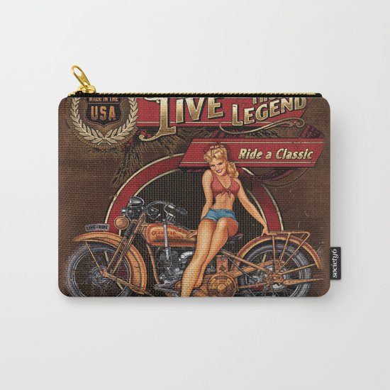 Live the Legend - Motorcycle Vintage Tin Sign Carry-All Pouch