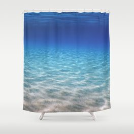 Underwater Blue Ocean, Sandy sea bottom Underwater background Shower Curtain