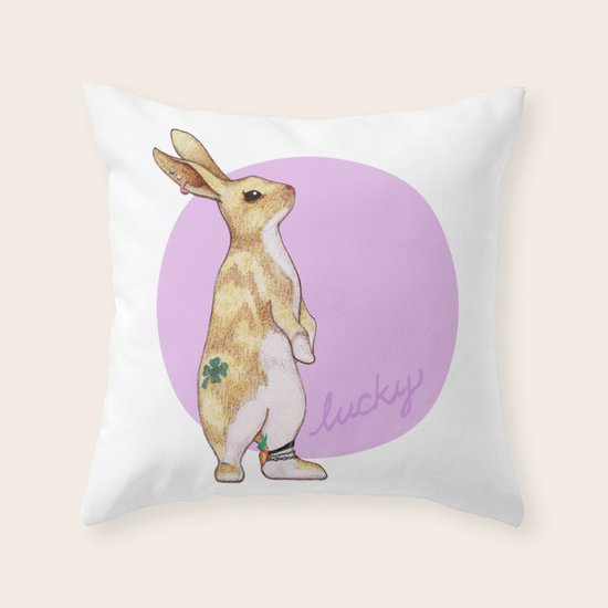 Lucky Bunny Throw Pillow