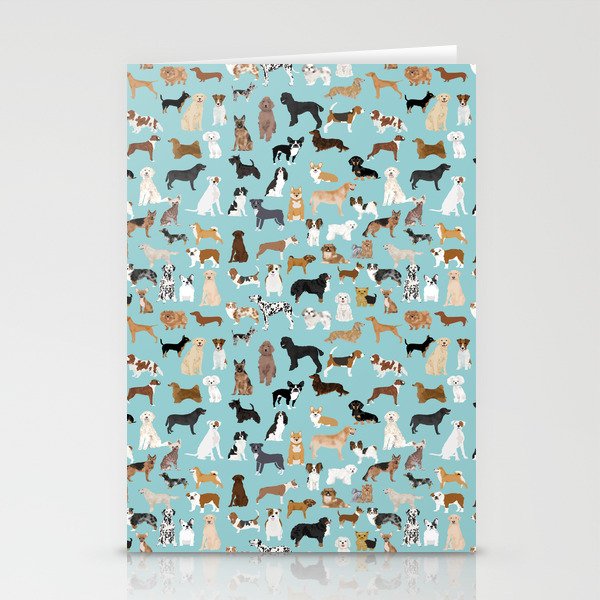 Dogs pattern print must have gifts for dog person mint dog breeds Stationery Cards