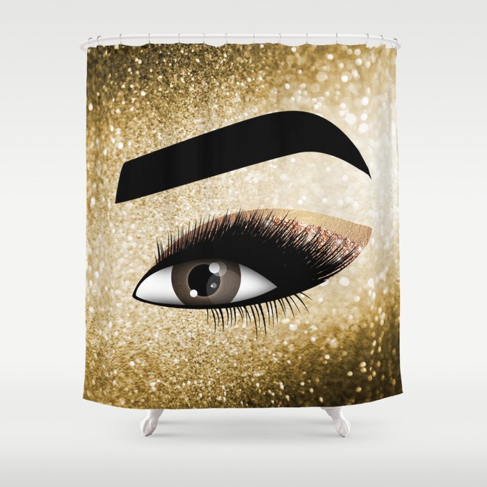 Gold Lashes Eye Shower Curtain