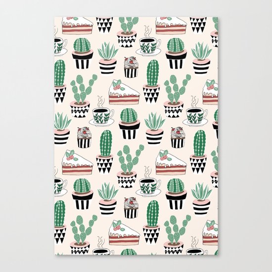 Cacti, Coffee and Cake Canvas Print