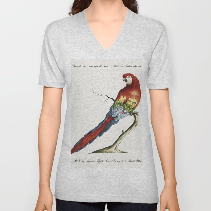 Pappagallo detto arara rossa del Brasile (Macaw)  V Neck T Shirt
