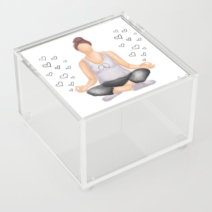 I am at peace- mindful yoga girl Acrylic Box