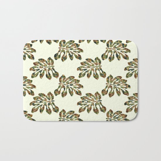 Camouflage Tropical Leaves Bath Mat
