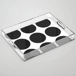 Retro Modern Black Polka Dots On White Acrylic Tray