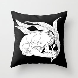 Seal Skull with Kelp (white) Throw Pillow