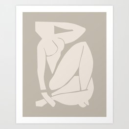 Matisse Blue Nude Artwork in Neutral Beige Art Print