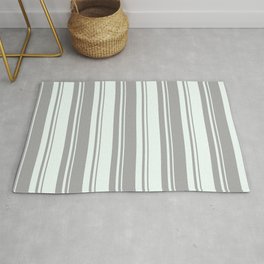 [ Thumbnail: Dark Gray & Mint Cream Colored Lines Pattern Rug ]