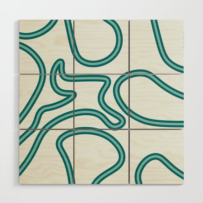 Abstract Mid century modern lines pattern - Alice Blue Wood Wall Art