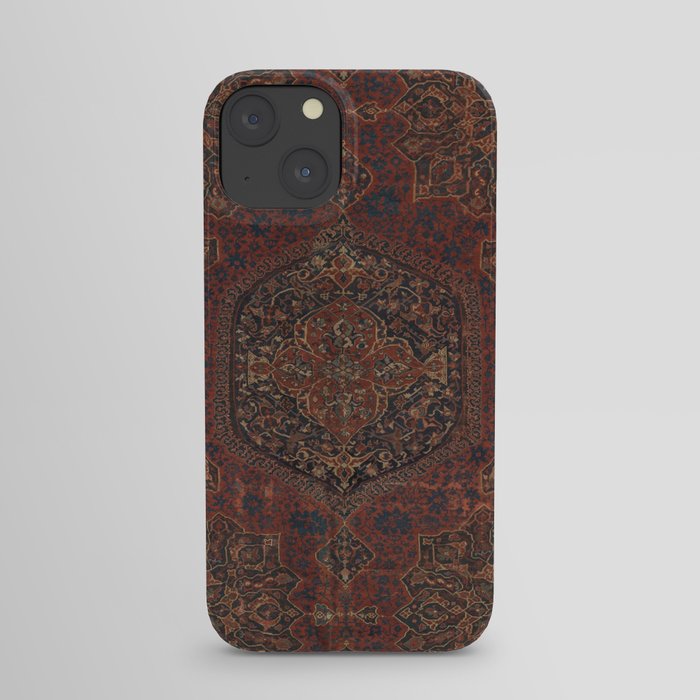 Boho Chic Dark I // 17th Century Colorful Medallion Red Blue Green Brown Ornate Accent Rug Pattern iPhone Case