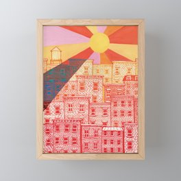 Brownstone Sunset  Framed Mini Art Print