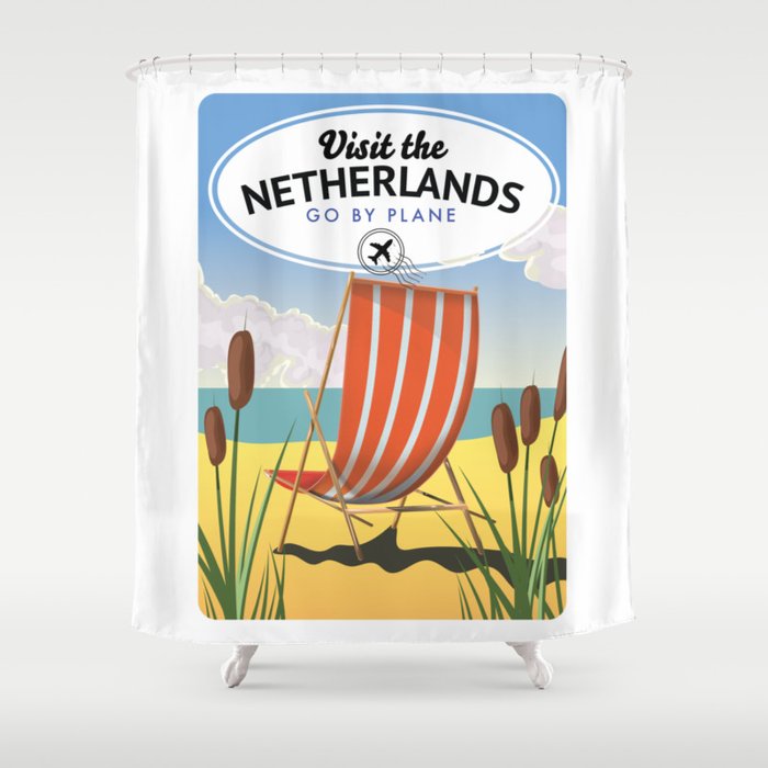 Visit the Netherlands " Go by plane" Shower Curtain