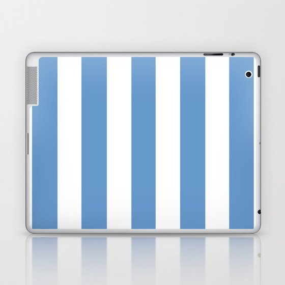 Livid turquoise - solid color - white vertical lines pattern Laptop & iPad Skin