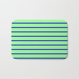 [ Thumbnail: Green & Blue Colored Lines Pattern Bath Mat ]