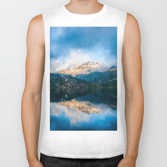 Blue lake reflections Biker Tank