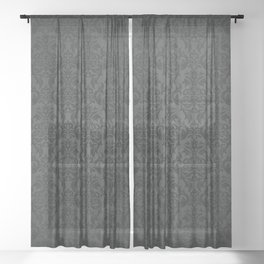 Luxury Black Damask Sheer Curtain