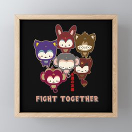 Fight Together, Monster, Japan, Yōkai, Shishees Framed Mini Art Print