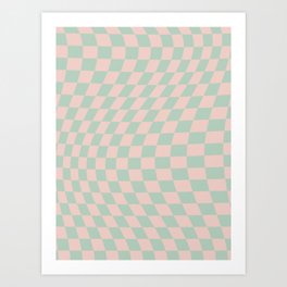 Check In Sage Green And Beige Art Print