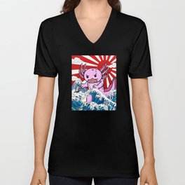 Japanese Kaiju Axolotl Anime Manga kawaii otaku V Neck T Shirt