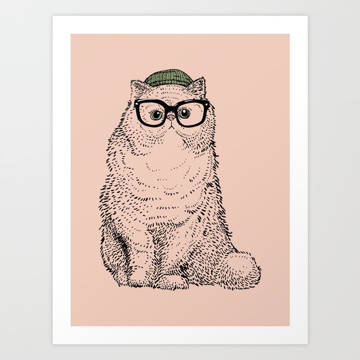 Hipster Persian Cat Art Print