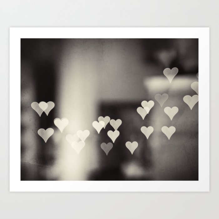 Hearts Abstract Photography Black And White Love Heart Art Print
