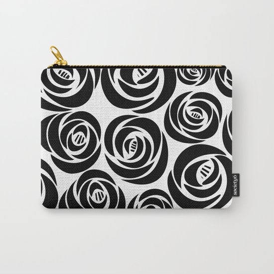 Black and White Floral Pattern Carry-All Pouch
