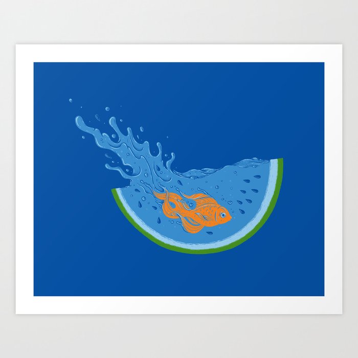 Watermelon Dive Art Print