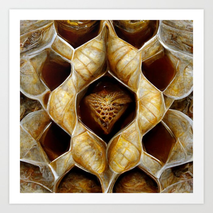 Maple Honey Heart Pattern Art Print