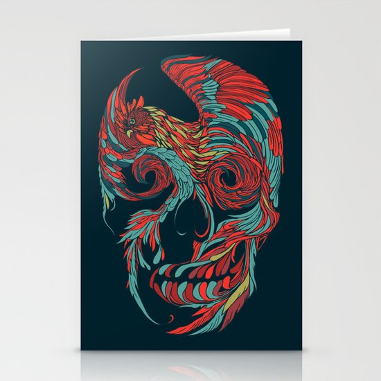 Rooster Skull Stationery Cards