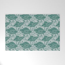 Exotic Boho Patio Plants Teal Welcome Mat