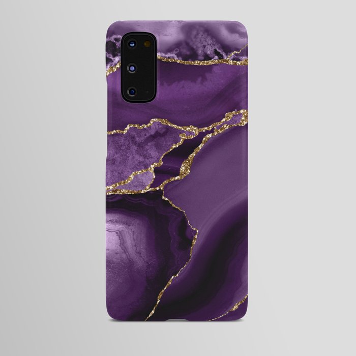 Glamour Purple Bohemian Watercolor Marble With Glitter Veins Android Case