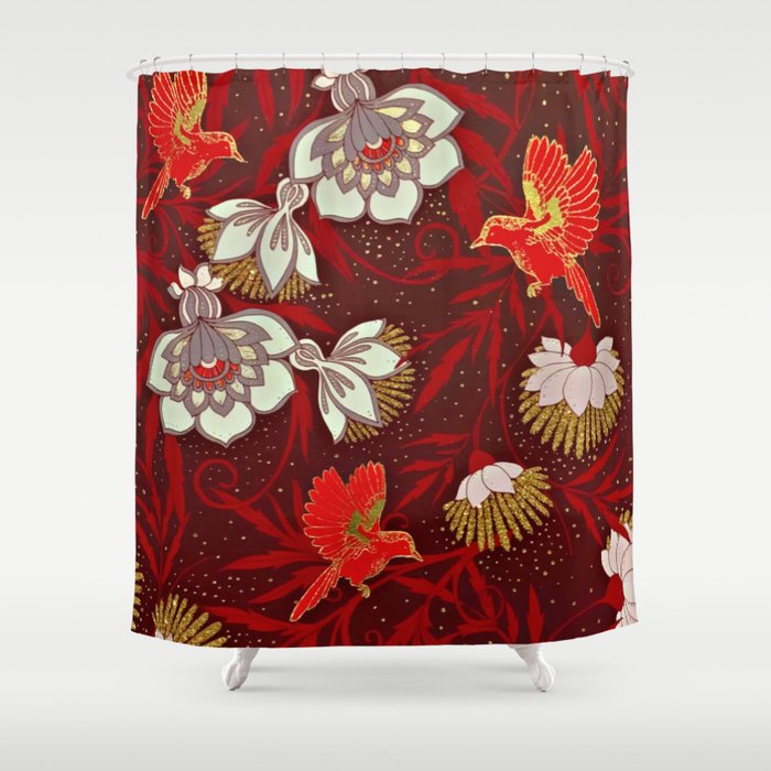 burgundy and gold shower curtain