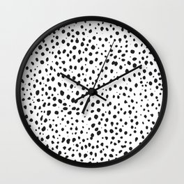 Dalmatian Spots - Black and White Polka Dots Wall Clock