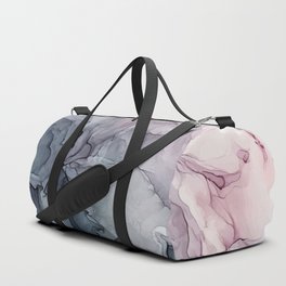 Blush and Payne's Grey Flowing Abstract Painting Duffle Bag