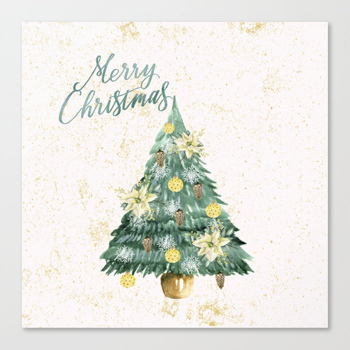 Christmas Tree Merry Christmas Canvas Print